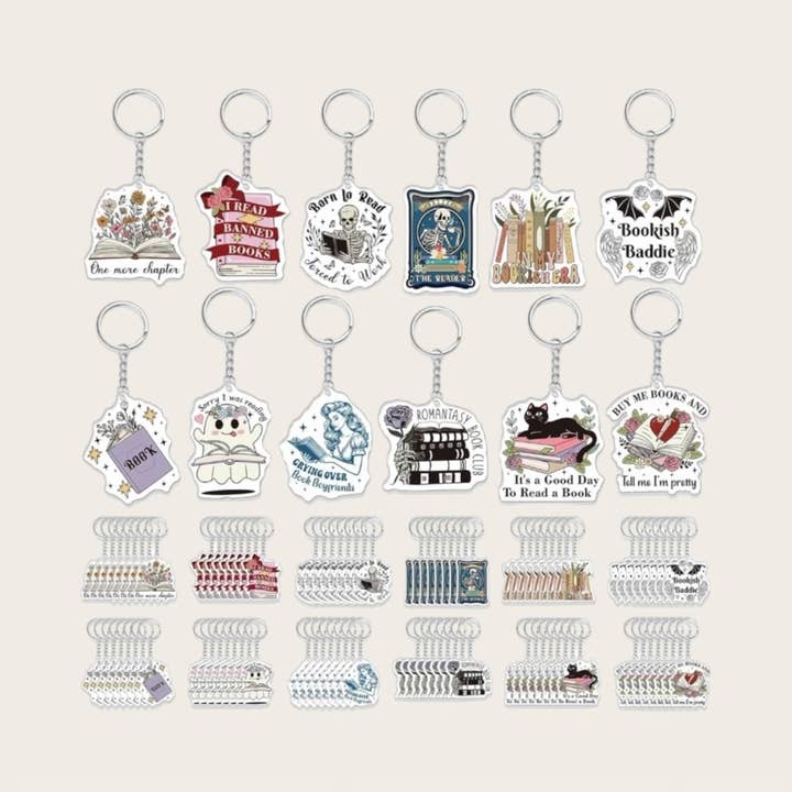 Porte-clés acryliques sur le thème des livres pour la vente par Ella Blue