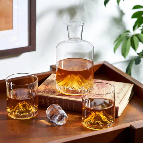 Viski - Wholesale Cocktail/Liquor Glass - Pacific Northwest Mountain Themed Crystal Tumblers -Set of 2