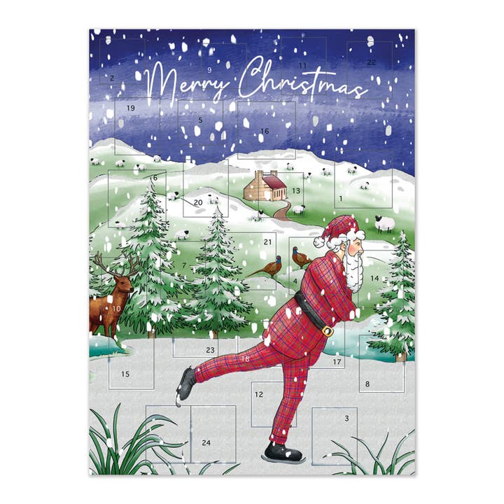 Neon Magpie - Wholesale Calendar - Tartan Santa Glitter Advent Calendar