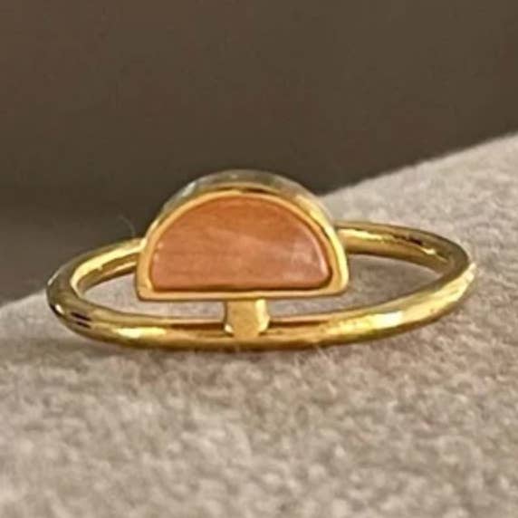 Sheisme – wholesale Single stone/solitaire ring – Half Moon Ring Rose Quartz Stone Gold0