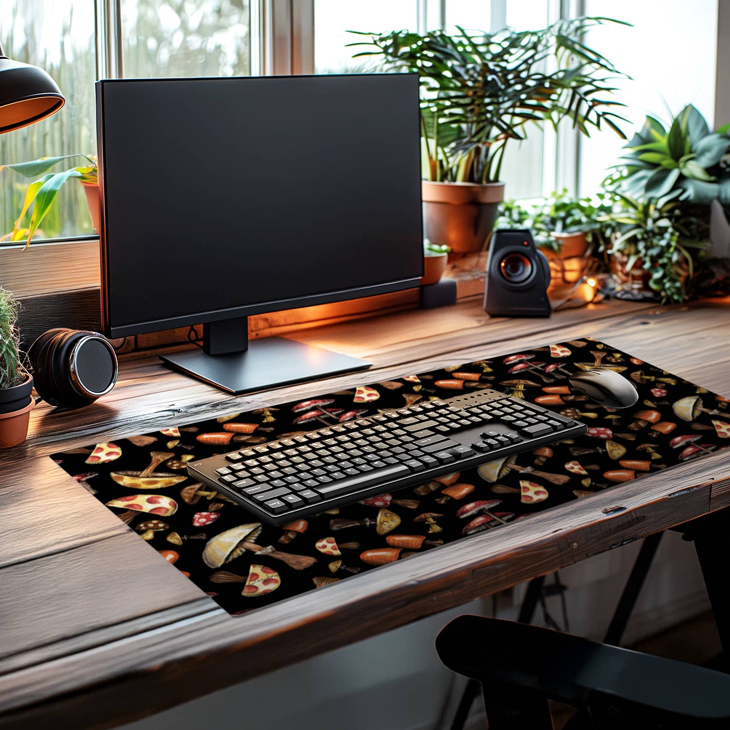 CounterArt/Highland Home/Thirstystone – wholesale Desk pad – Large Waterproof Desk Protector-Mushroom Madness 32” x 16" 3