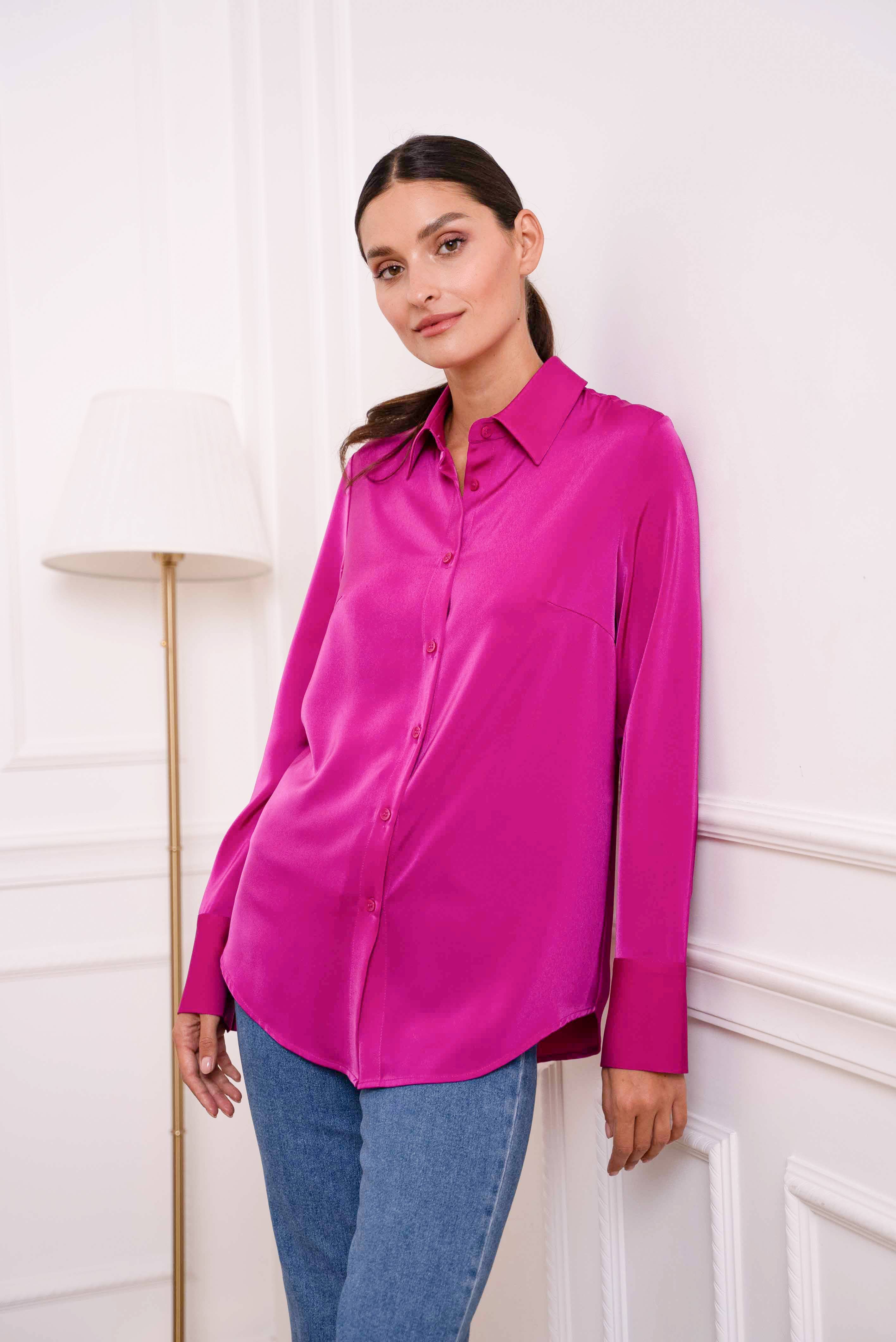 Attentif Paris - Wholesale Button Down Shirt - Women's - Satin shirt with classic notched collar20