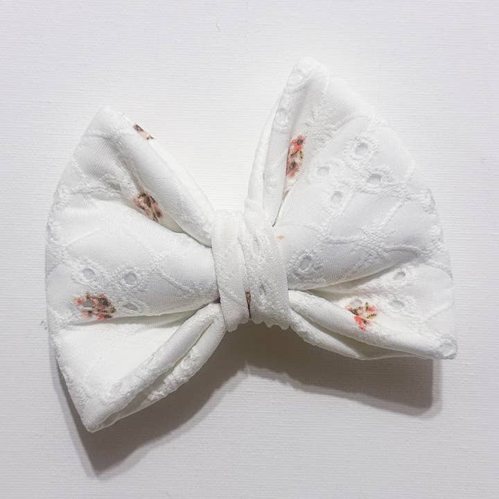 Sweet Pea Eyelet Plush Bow for wholesale by Mack & Co.