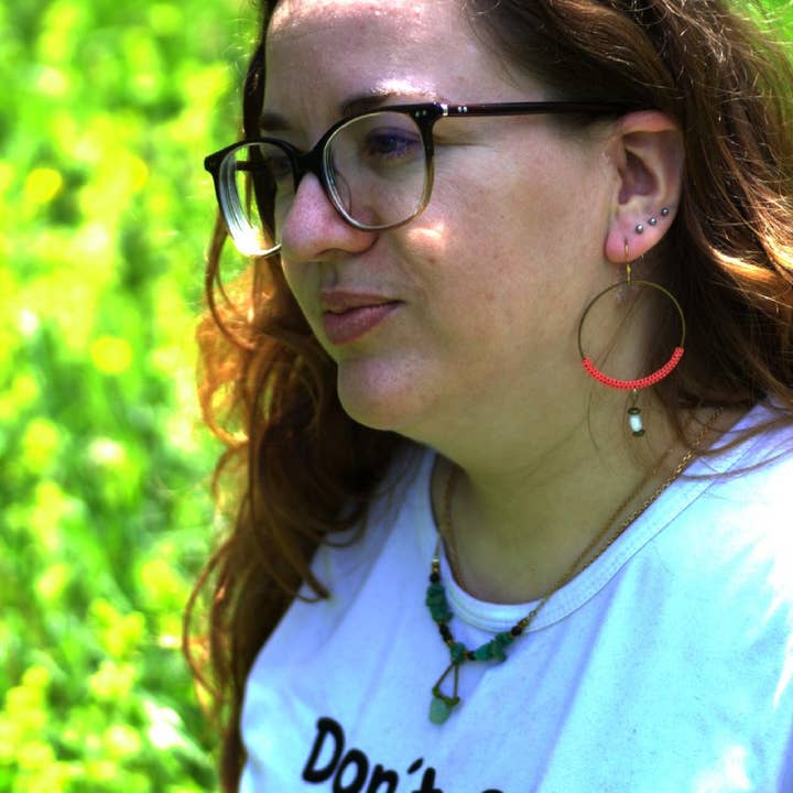 miss camille - Wholesale Dangle Earrings - Large macrame and stone hoop earrings2