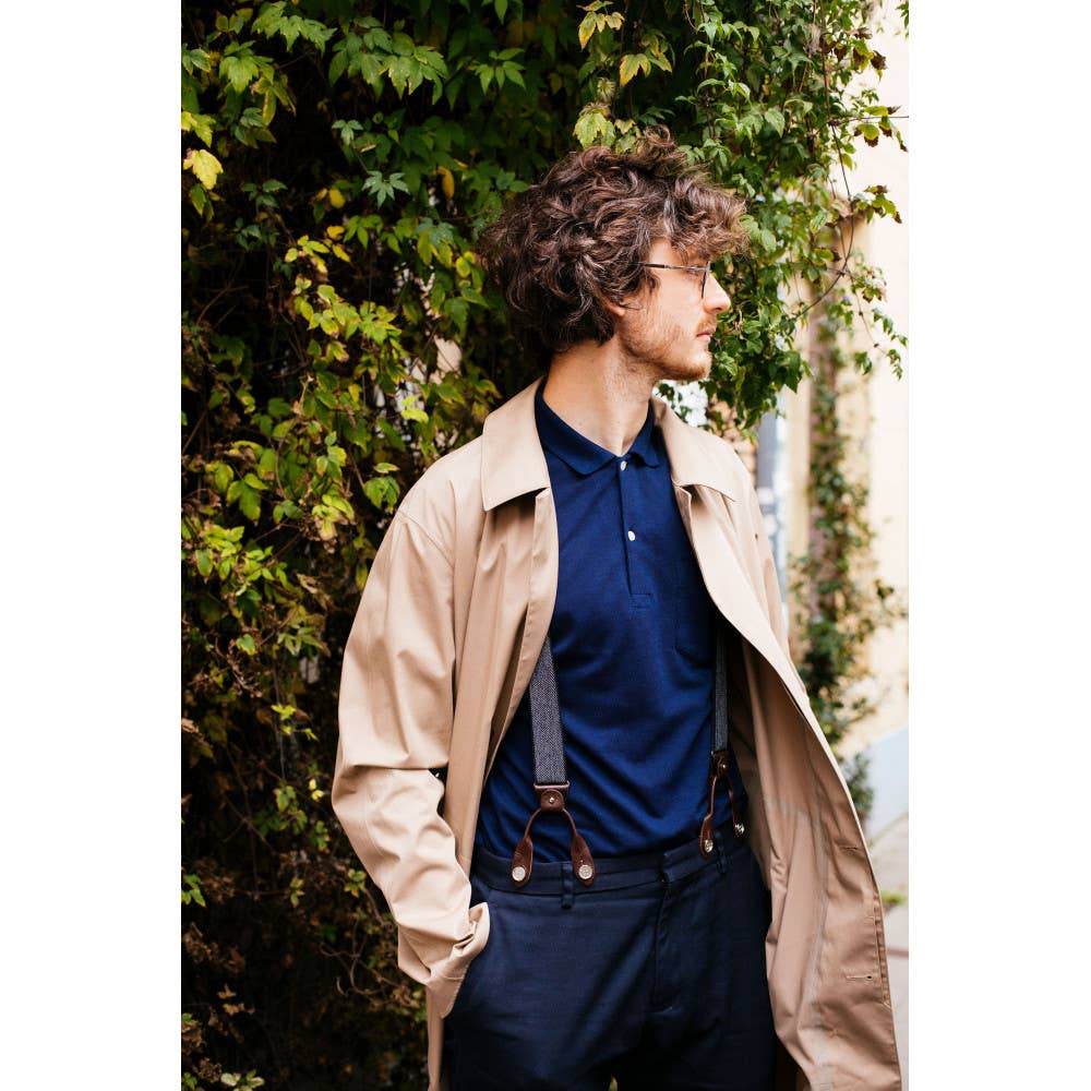 Bertelles – Engroshandel Seler - Herre – Superior brede seler - Navy chevron2