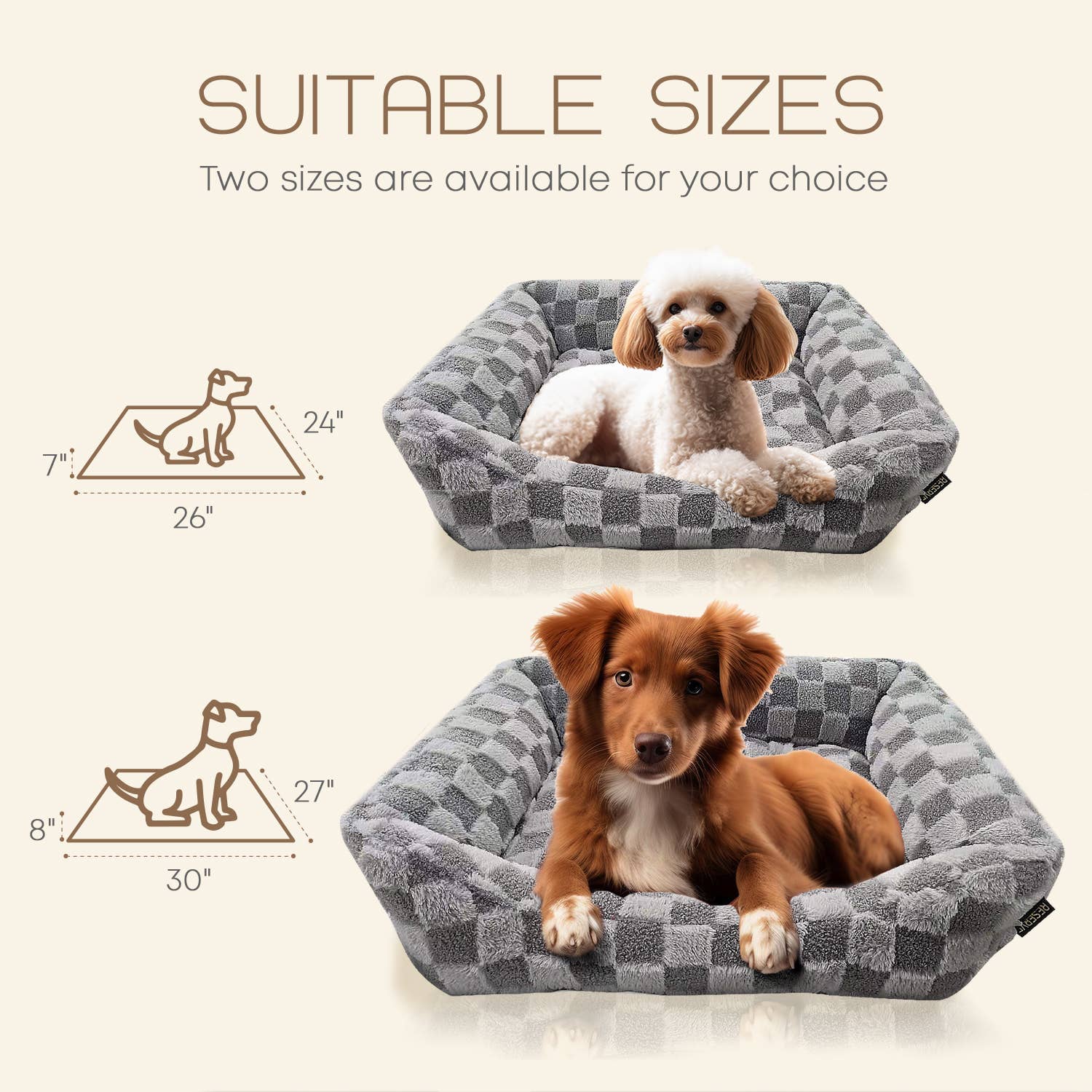 Precious Tails - Wholesale Pet Bed - Cat/Dog - Reserve Checkered Cuddler, Ultra-Soft & Elegant Bed For Pets2