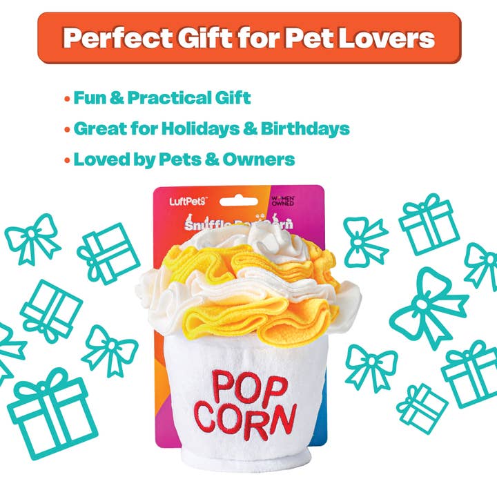LUFTPETS - Wholesale Pet Plush Toy - Dog - Crinkly Popcorn Snuffle Toy – Treat Puzzle for Dogs & Cats7