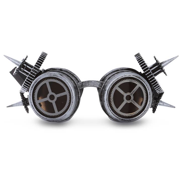Steampunk - Metallic Spiked Gears Goggles - Silver for wholesale by Cota Global