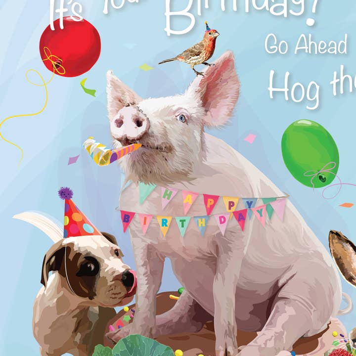The Red Barn Press – Großhandel Geburtstagskarten – Geburtstagskarte | Hog the Cake Animal Party
