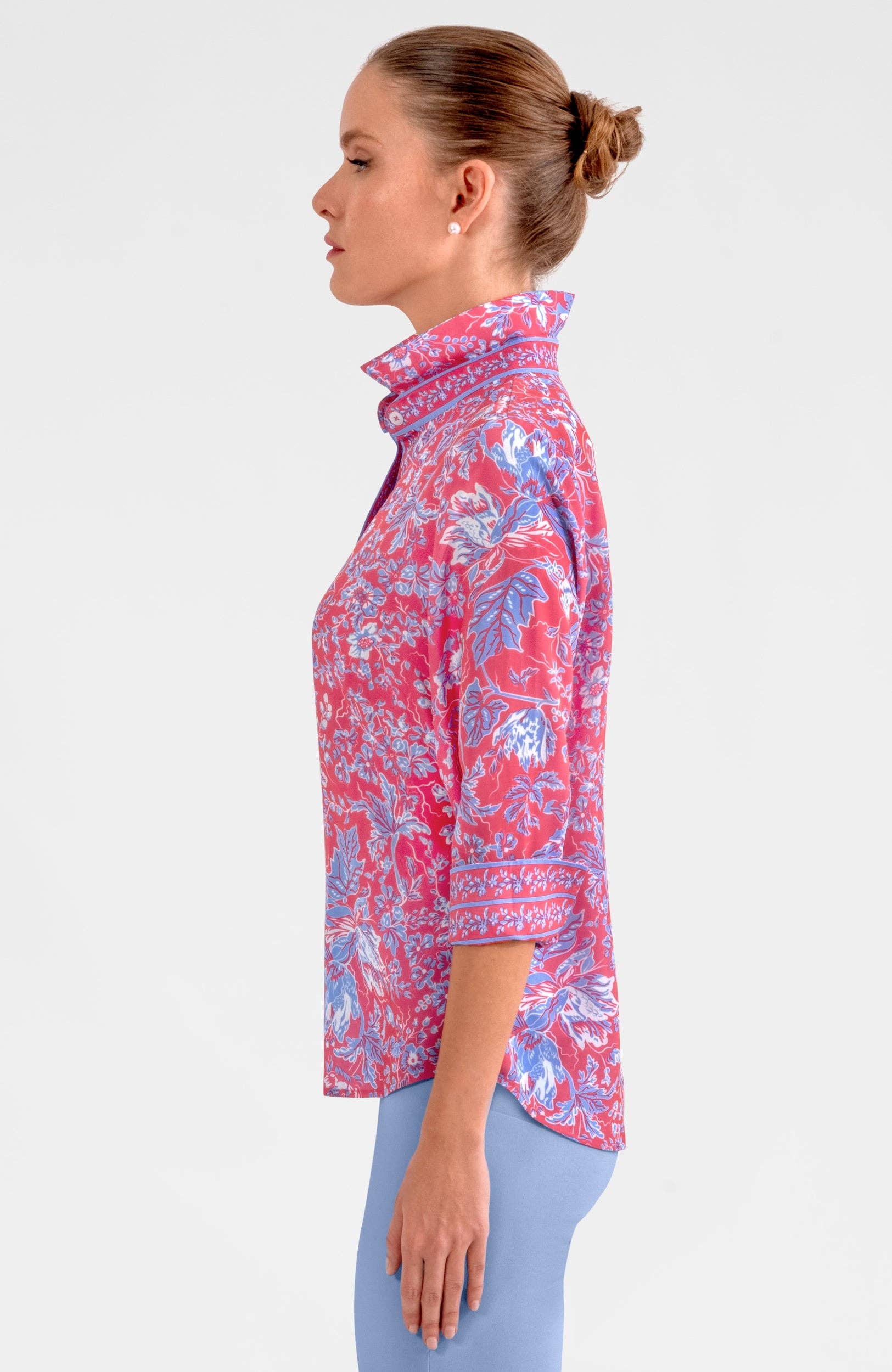 Gretchen Scott LLC - Wholesale Button Down Shirt - Women's - Boyfriend Shirt - English Garden1