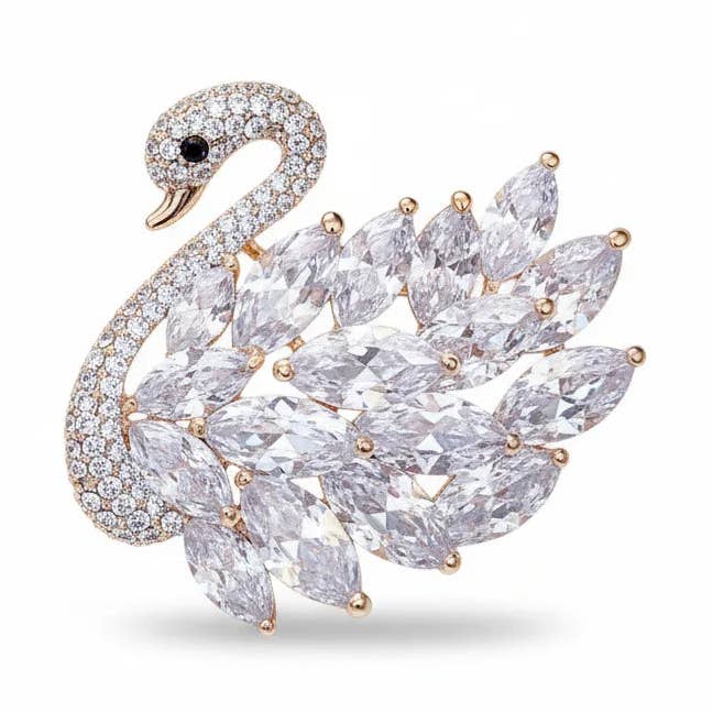 Luxe Diamanten Zwanenbroche voor wholesale door Angel Barocco
