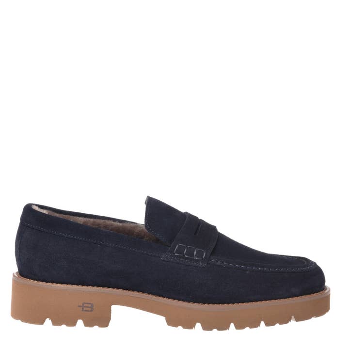Baldinini Loafer in blue suede leather for wholesale by Baldinini