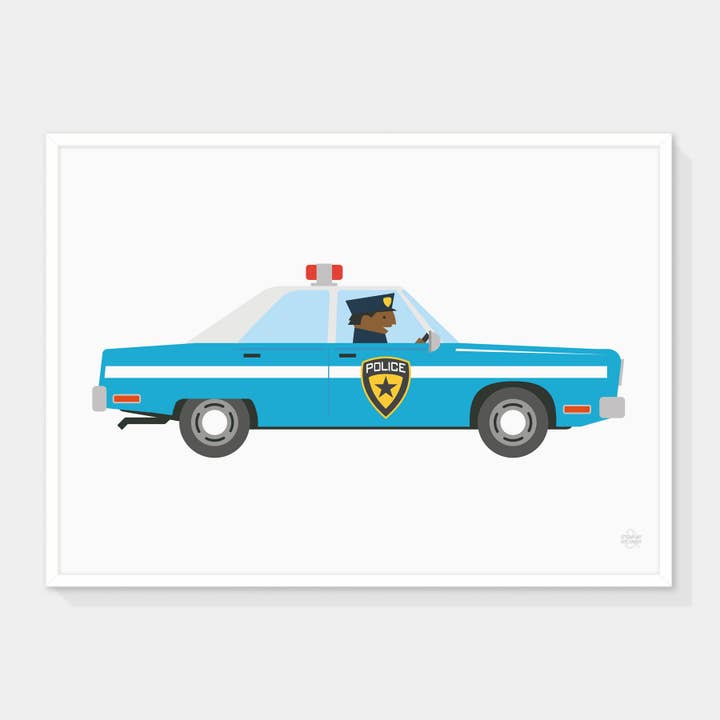 Police Cop Car Art Print por atacado de Showler and Showler