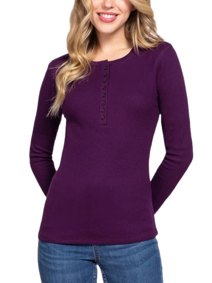 Vanilla Monkey - Wholesale Knit Top - Women's - Long Sleeve Henley Thermal Knit Top24