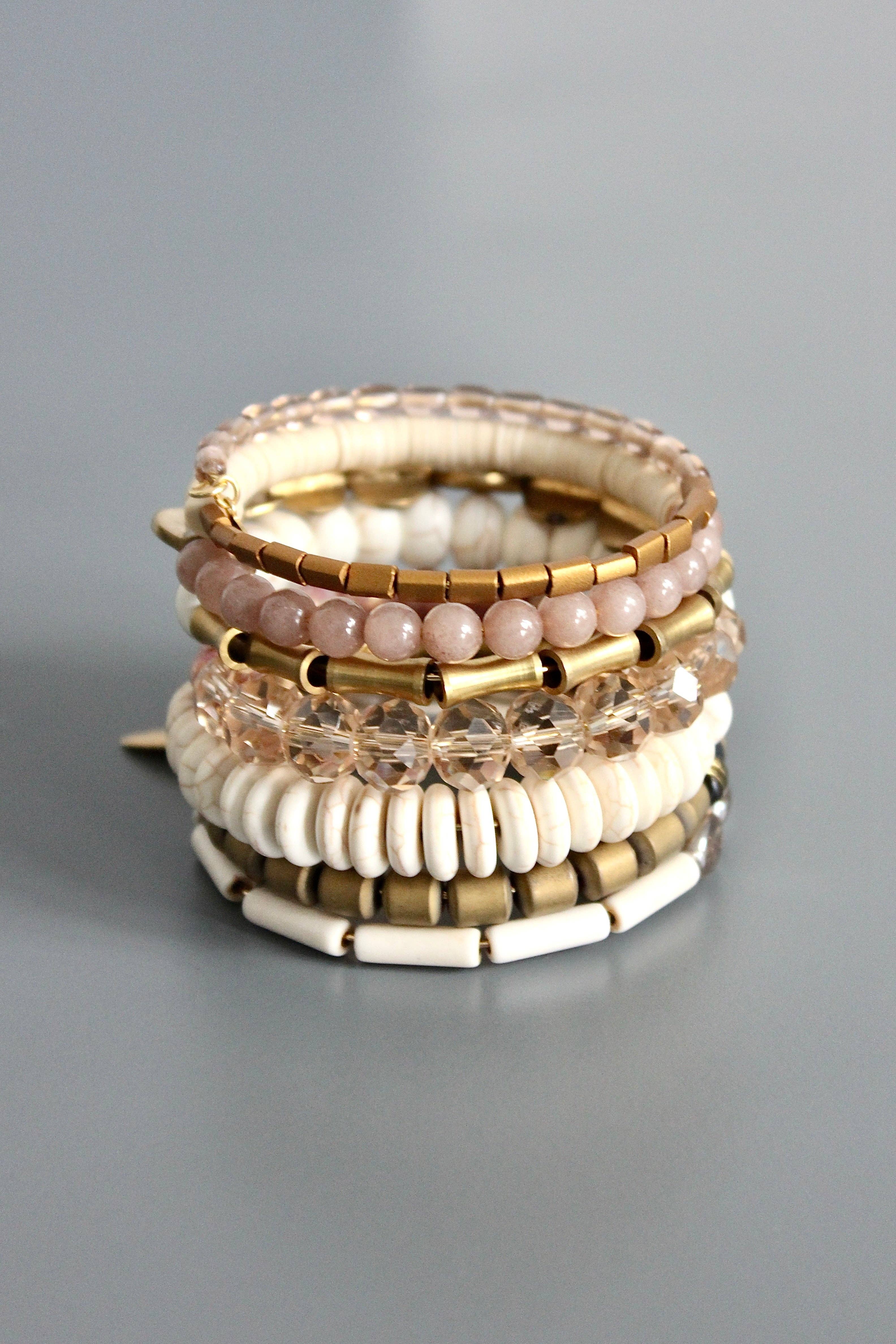 David Aubrey Jewelry - Vendita all'ingrosso Bracciale con perline - ISLB03 Bracciale a portafoglio malva e bianco2