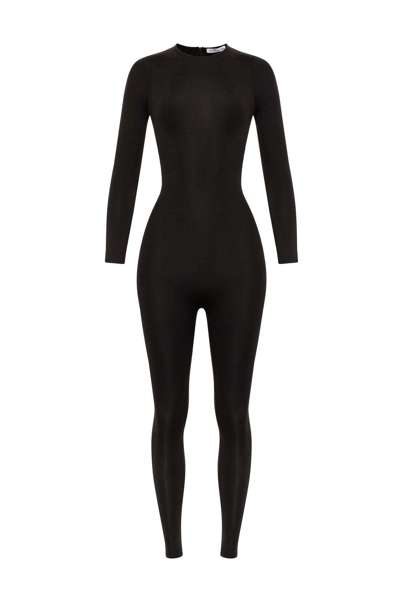 YG Black Long Sleeve Crew Neck Fitted Jumpsuit for wholesale on Faire