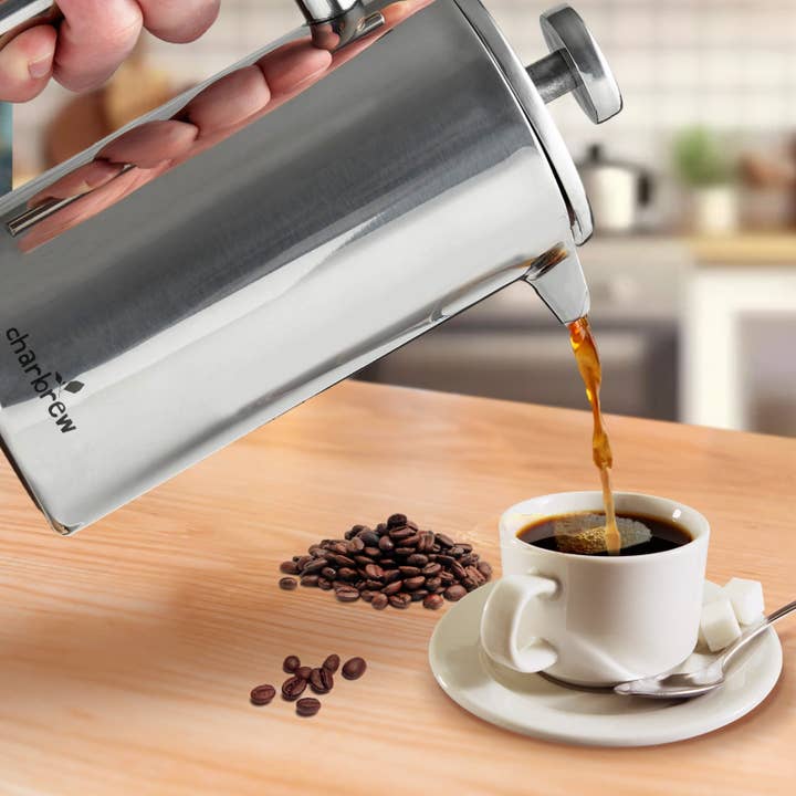 Charbrew Tea & Coffee - Wholesale French Press - Stainless Steel Cafetiere French Press Coffee Maker 1000ml