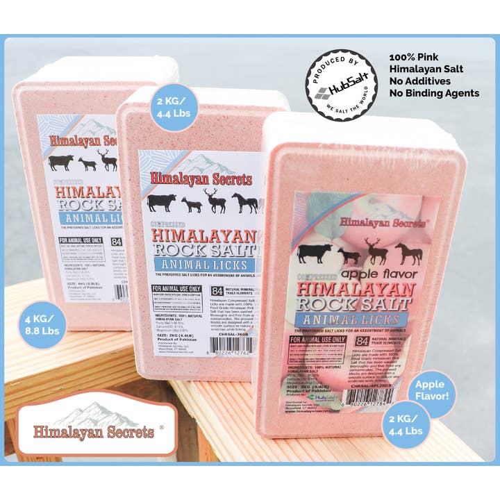 Himalayan Secrets - Wholesale Pet Treats - Dog - Compressed Himalayan Rock Salt Animal Lick 4 KG Brick
