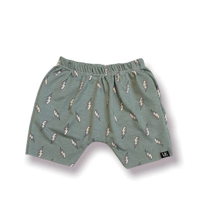 Sage Bolt Raw Edge Shorts for wholesale by Lk clothing
