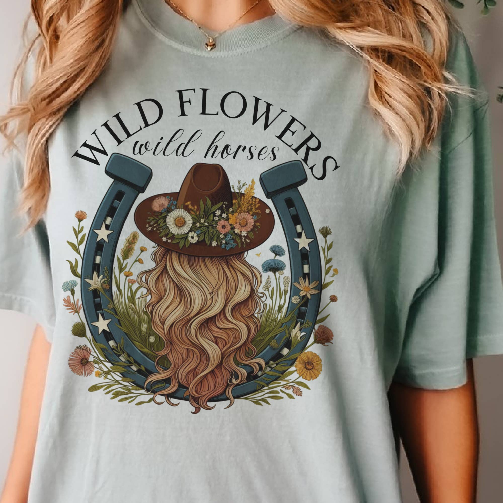 Par.tees by Party On! – wholesale Screen printed t-shirt – Women′s – Wild Flowers and Wild Horses Cowgirl Country Graphic Tee6