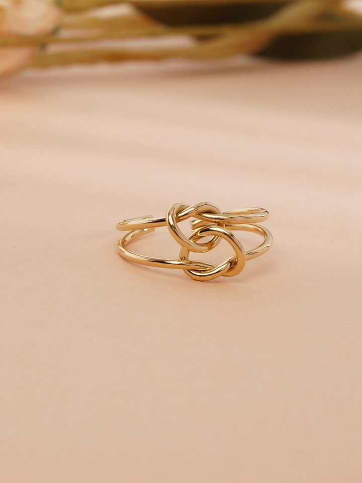 Anel Ajustável de Aço com Nó Duplo por atacado de Victoria Moda