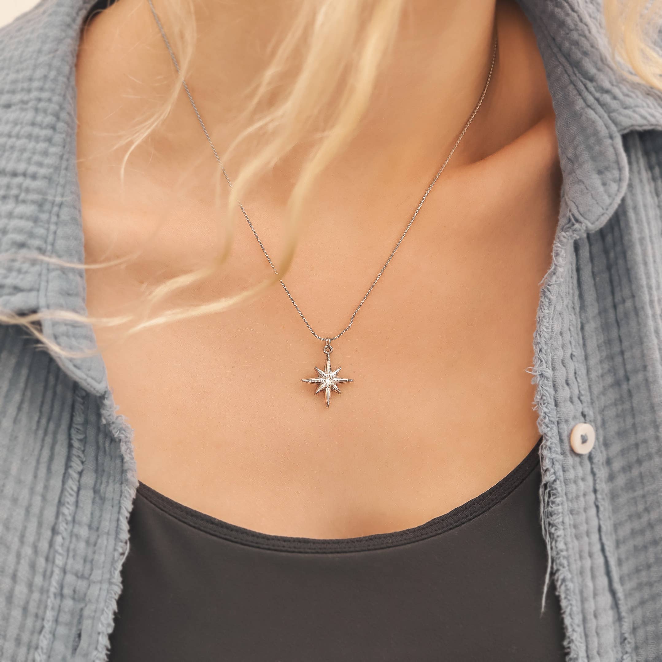 WJW - Wholesale Individual Charm/Pendant - 18K Gold Stainless Steel Compass Star Charm7