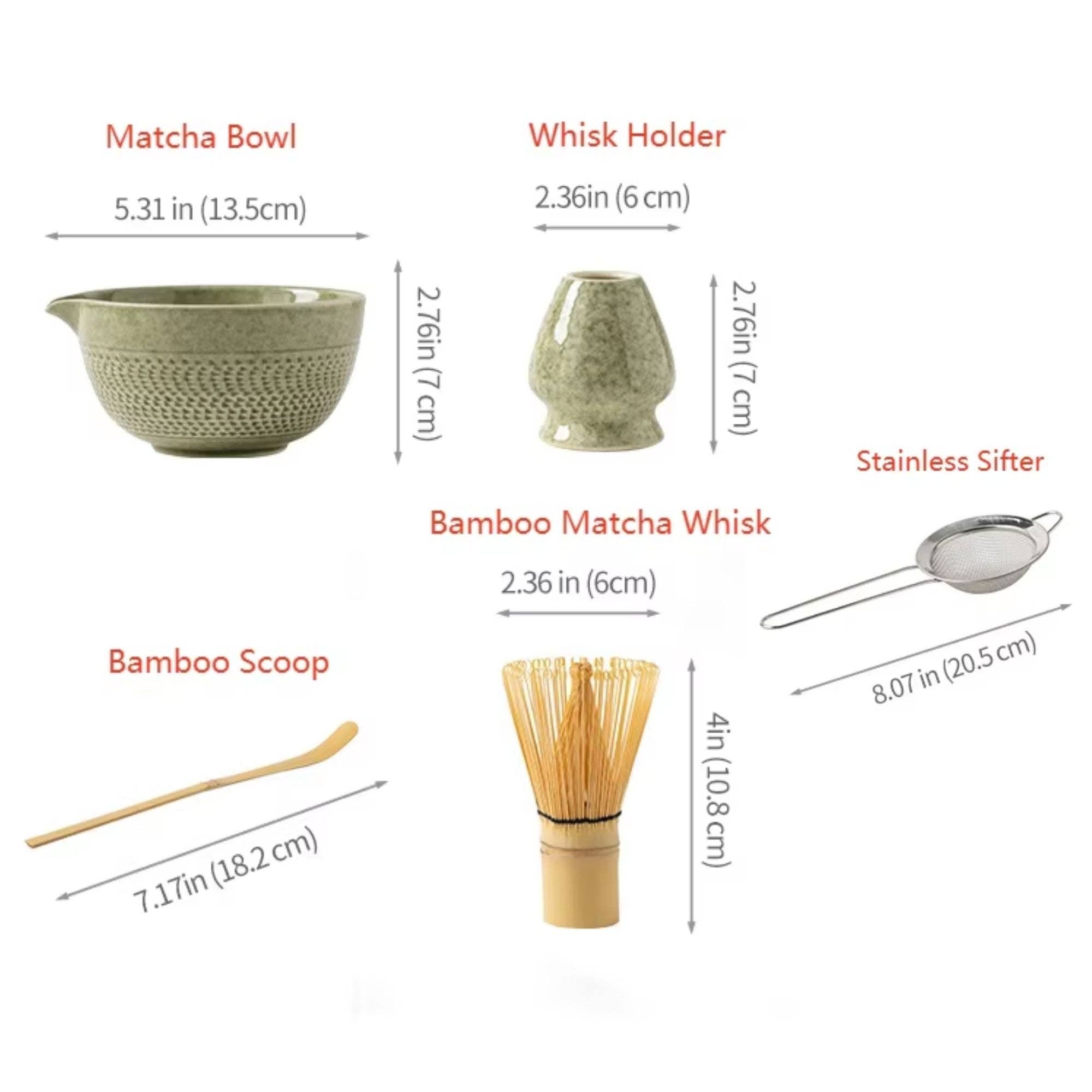 Biomatea - Vente Service à thé - Ensemble de matcha en céramique japonaise | Kit de démarrage matcha 6 pièces | Bol + fouet en bambou (Chasen) + support + cuillère en bambou (Chashaku) + tamis5