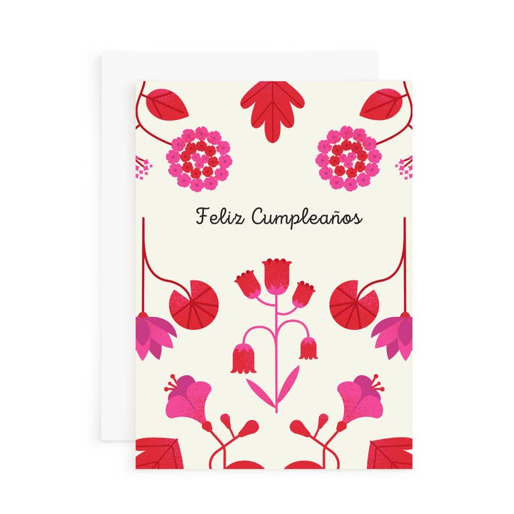 Rote Blumen-Geburtstagskarte für den Großhandel von Things in Spanish