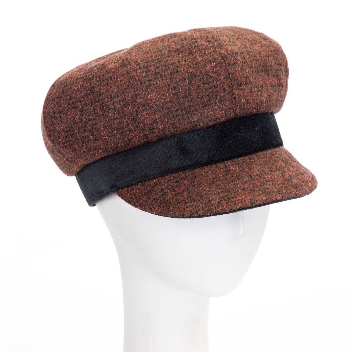 Giovannio - Wholesale Newsboy/Schoolboy Hat - Women's - MUSH Tweed Newsboy Hat with Velvet Brim1