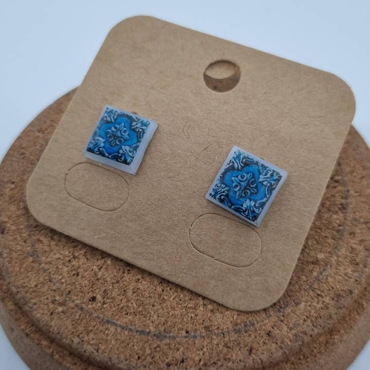 LUSO TILES JEWELRY - Wholesale Gauge/Plug Earrings - Pendientes post cuadrados coloridos10