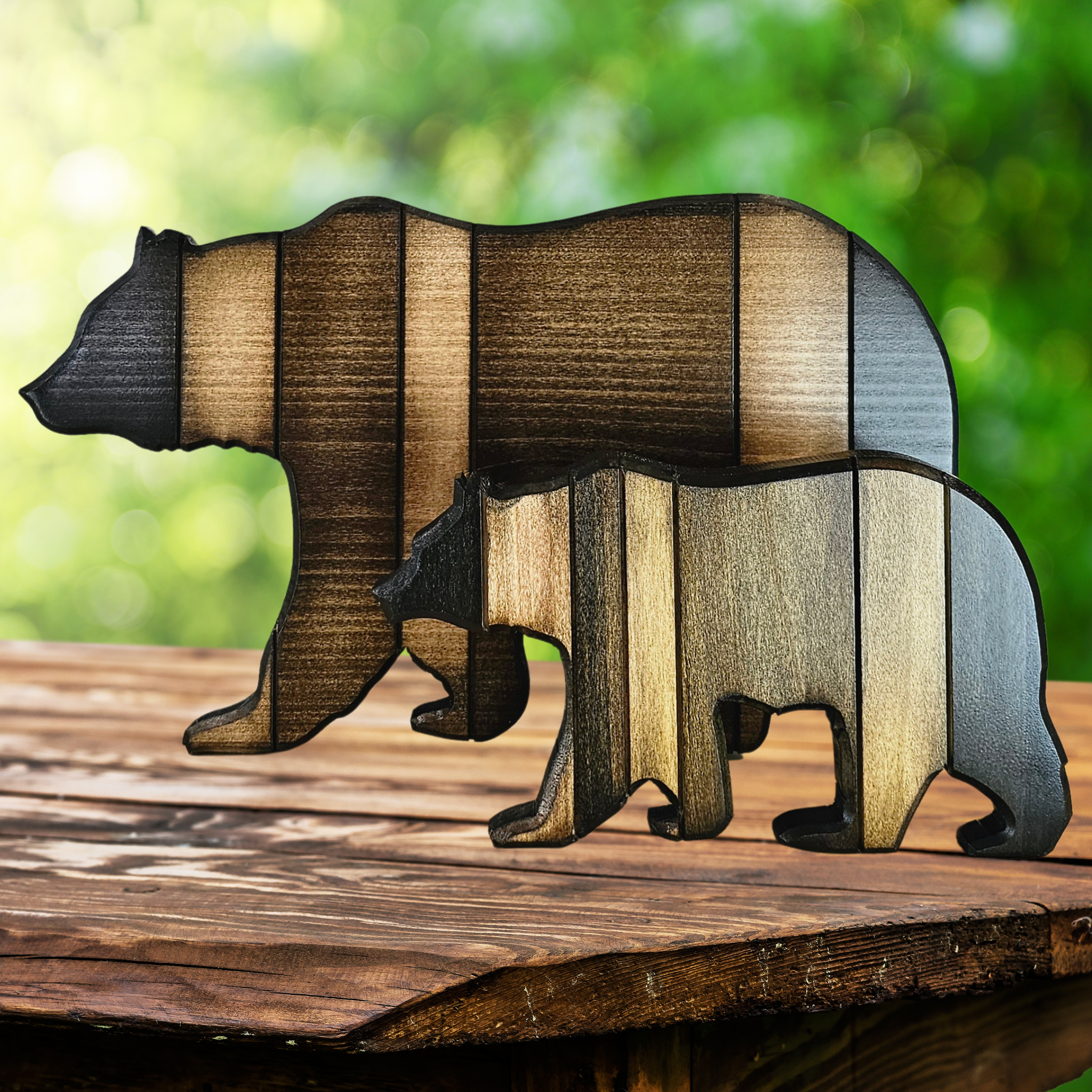 Cul de Sac Critters - Wholesale Wall Accent - Medium Rustic Bear Wall Art or Shelf Decor - Solid wood5