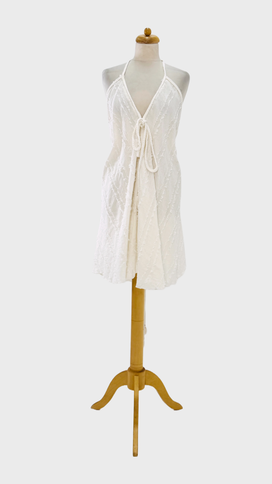 Broken white Short boho dress natural fabric for wholesale on Faire3