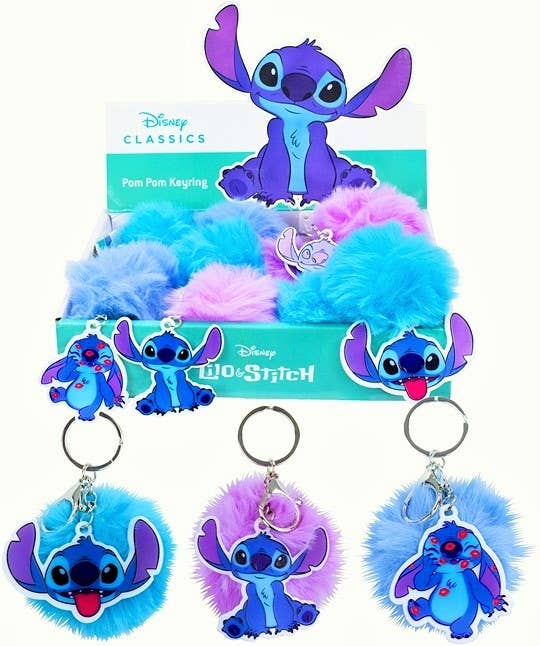 KIDDY-MOOV - Wholesale Keychain - Kids - Stitch plush pompom keychain 7cm + plastic pendant 6