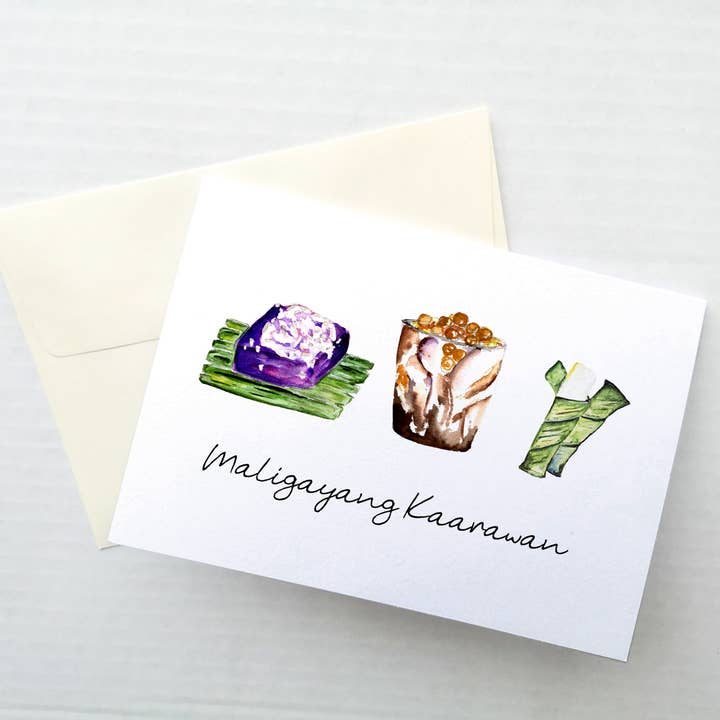 Carte « Maligayang Kaarawan » Tagalog Philippin - Street Food Pinoy pour la vente par Kristine Lee Designs