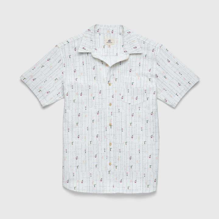 Joey Seersucker Cocktail Printed Shirt - White Martini for wholesale by SURFSIDESUPPLY