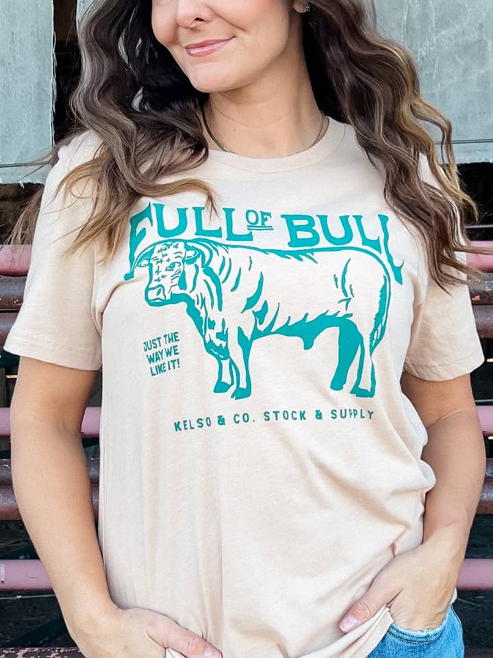 Full of Bull in Sand Dune & Teal for wholesale by Kelso & Company