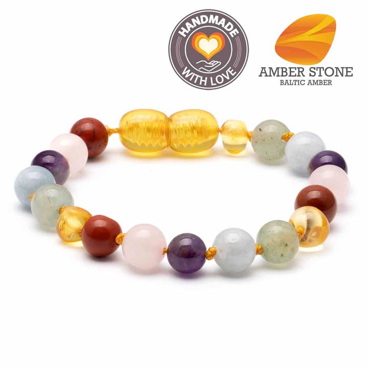 Baltic amber & gemstone bracelet 21 for wholesale by Amber Stone