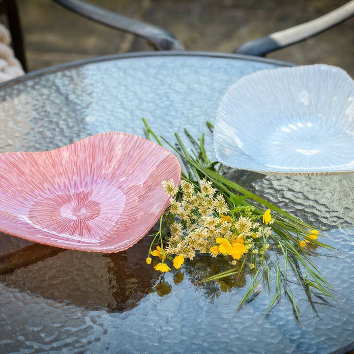 Sienna Glass - Wholesale Decorative Plate/Dish/Bowl - 30CM Glass Bowl - Heart Design - Pink