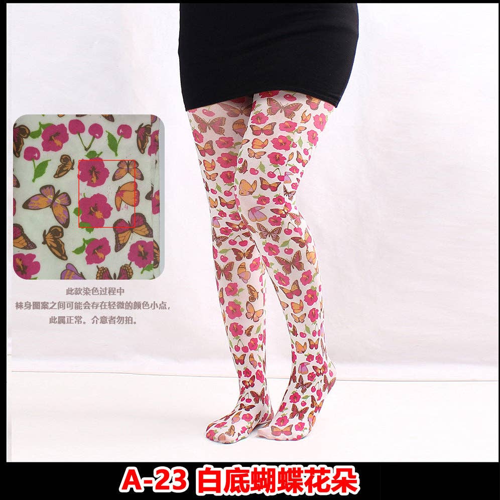 SALINA TRADING INC - Wholesale Tights - Women's - Printed Tights Abstract Butterfly Floral Nylon Casual Leggings39