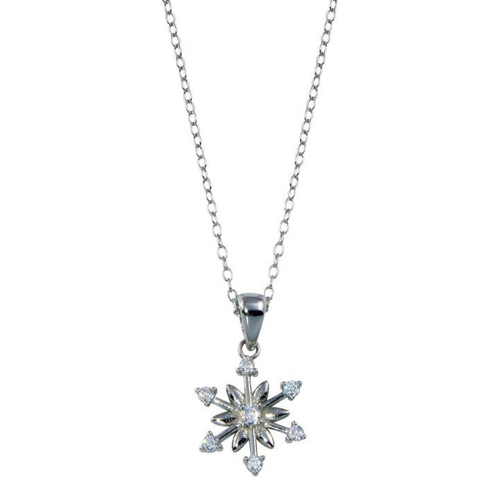 Rhodium Plated Flowers and Arrows CZ Necklace - STP01794CFJ for wholesale by Custom Fashion Jewels