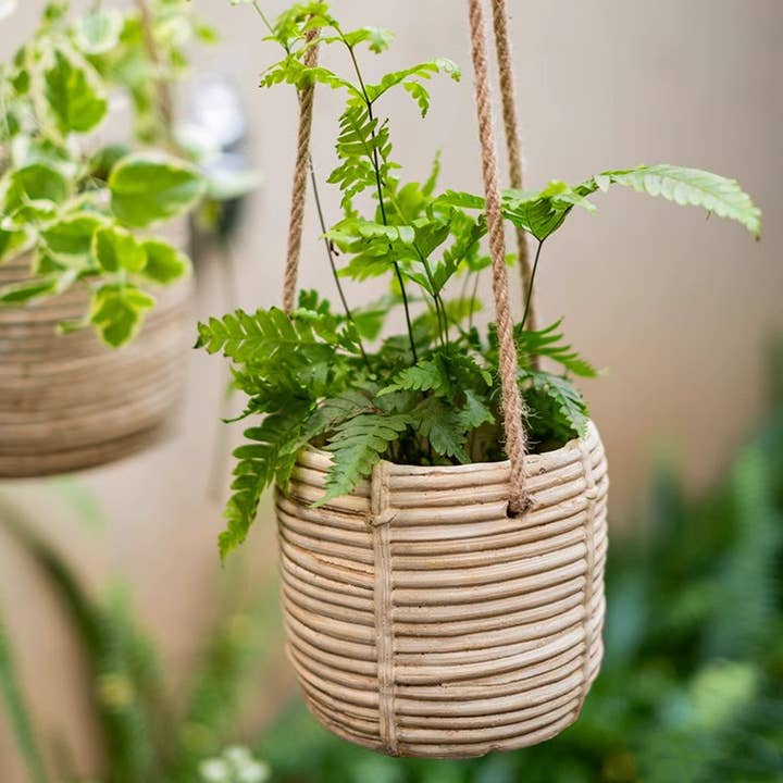 Rustic Reach - Wholesale Hanging Planter - Faux Rattan Cement Hanging Planter5