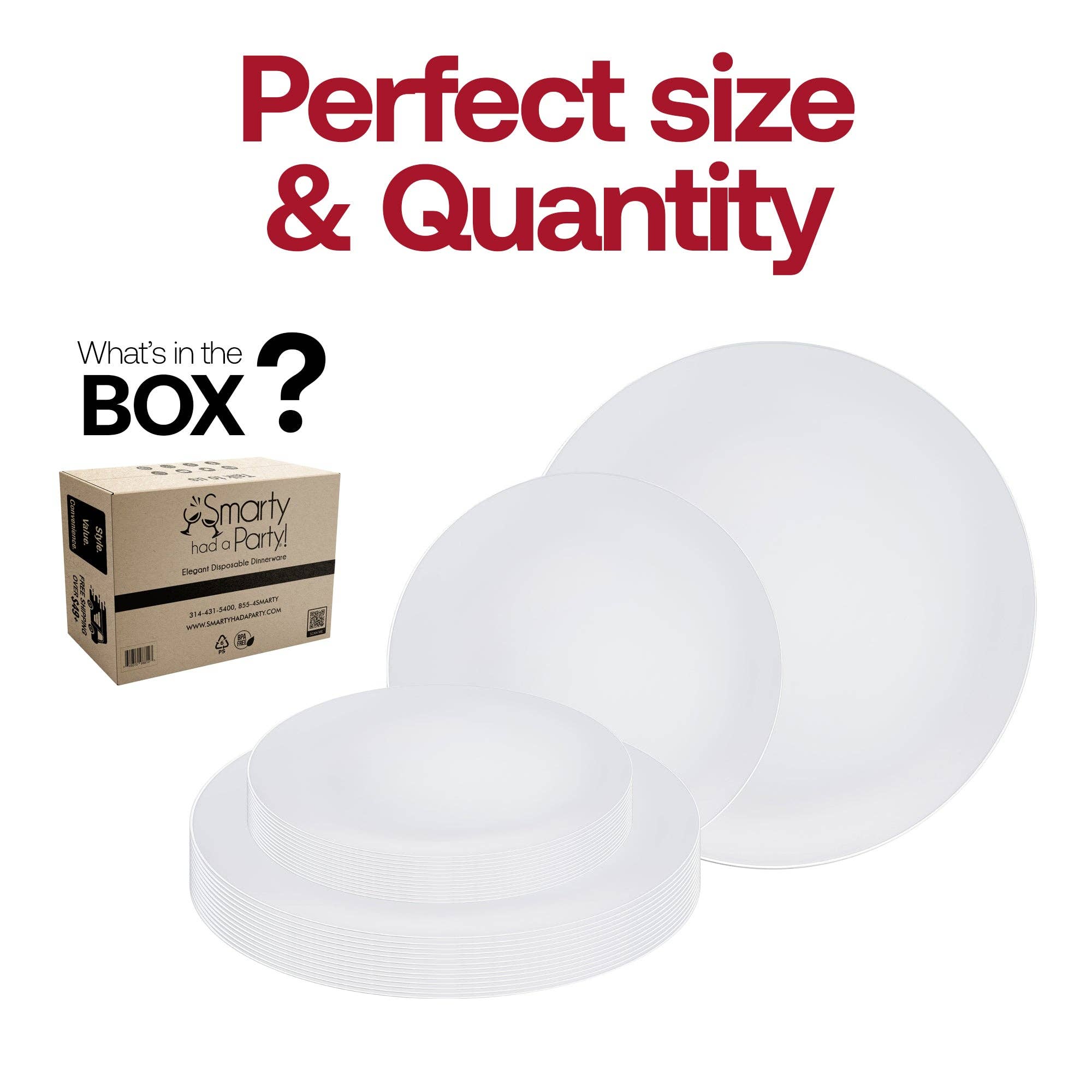 Smarty had a Party - Wholesale Dinnerware Set - White w/ Silver Organic Plastic Dinnerware Set - 120 Guests4