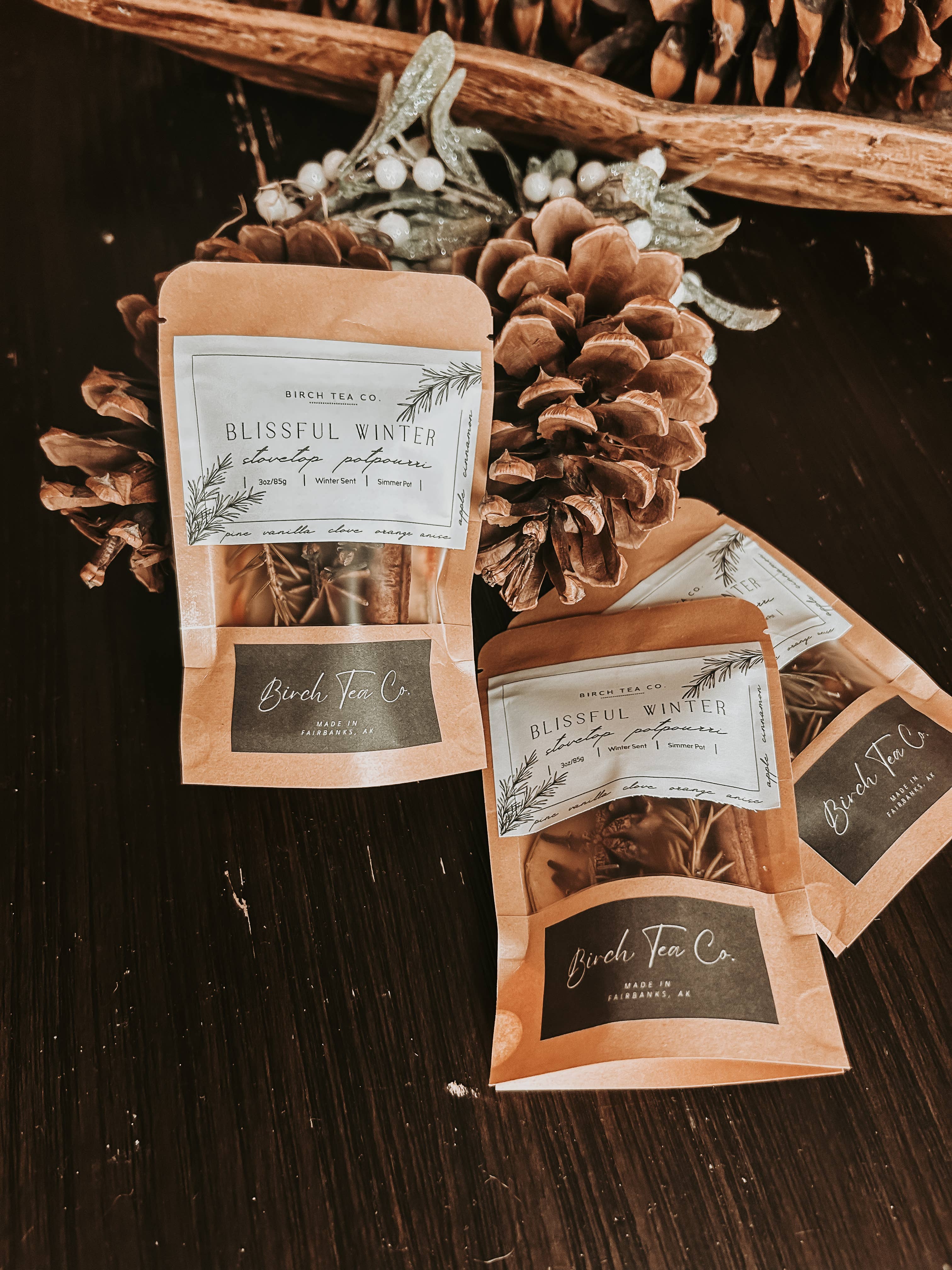 Birch Tea Co. – Pot-pourri por atacado – Kit de Potpourri Blissful Winter para Fogão - Fragrância nostálgica4