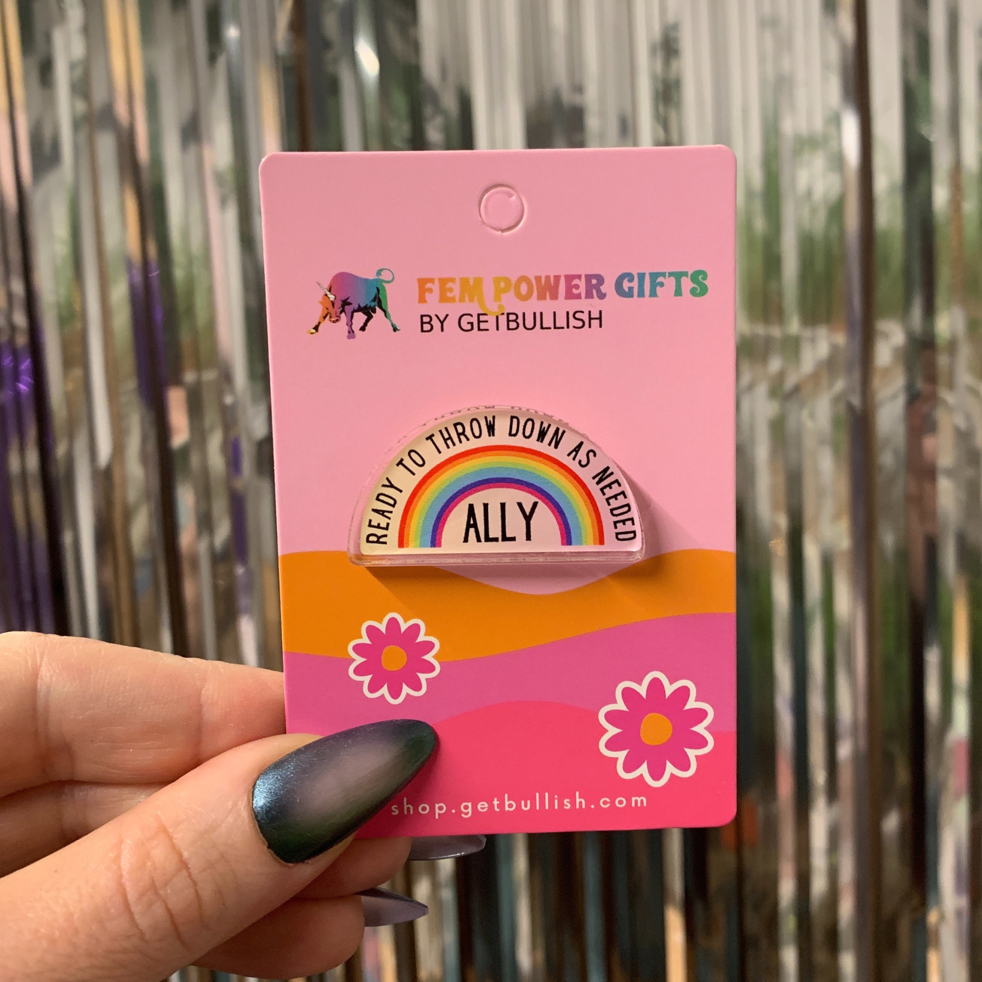 GetBullish - Vente Épinglettes/boutons - Pin's arc-en-ciel LGBTQ « Ally » en acrylique transparent9