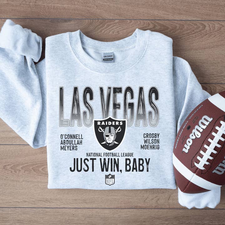 H+P Wholesale - Wholesale Graphic Sweatshirt - Unisex - Las Vegas Raiders Just Win, Baby Graphic Tee/Crew1