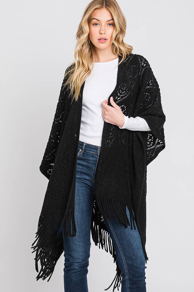 Hana - Wholesale Cardigan - Dames - Paisley Pattern Fringe Ruana26