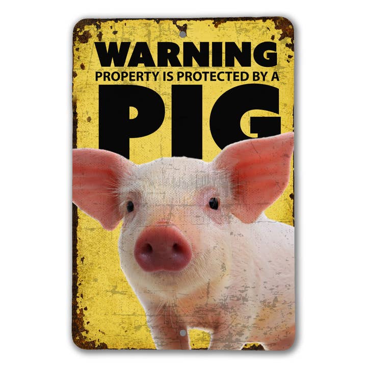 Warning Pig Sign for wholesale by Real Cool Stickers & Stuff