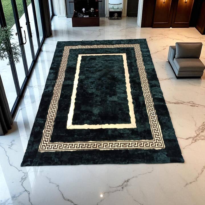 Tappeto in Pelliccia di Coniglio Verde Rex – Tappeto di Lusso Morbido Fatto a Mano, Dimensioni Personalizzate per la vendita all'ingrosso da parte di Karelias And Sons