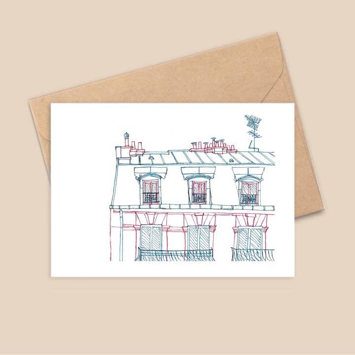 A6 Postcard - Paris Facade for wholesale by L'Esquermoise par Manon Sénal