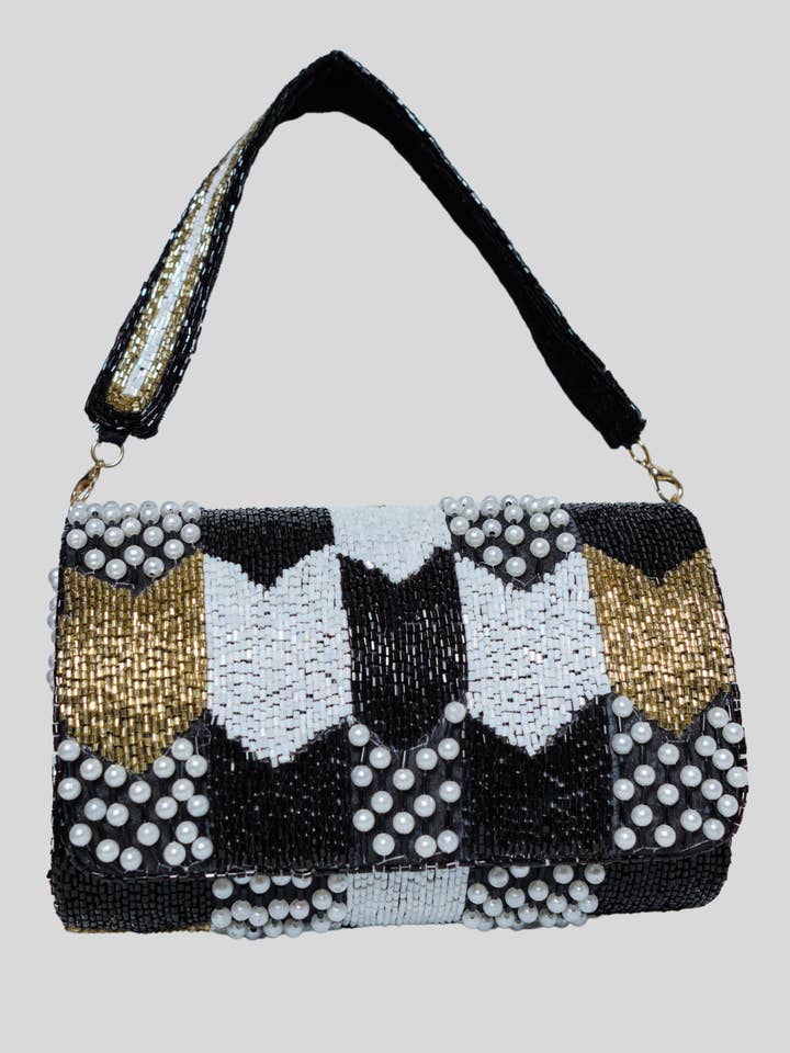 Nesavaali Luxury Handcrafted Black Box Flap Clutch for wholesale by Nesavaali Ltd